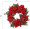 22" Red Velvet Poinsettia Christmas Wreath with Silk Flowers & Berries, Elegant Holiday Door Decor - 2024 Christmas Collection, Floral Home by Artificial Flowers